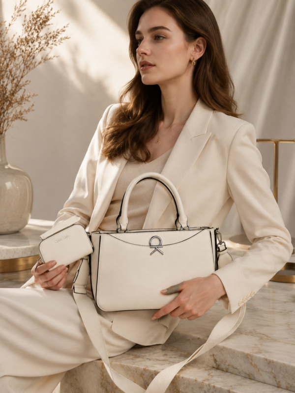 Calvin Klein Ivory Top Handle Shoulder Bag