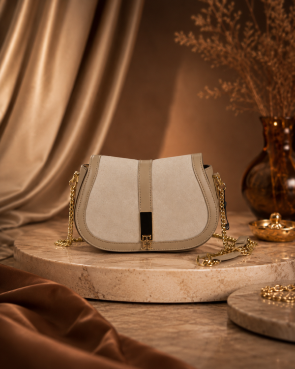 Tommy Hilfiger Beige Chain Saddle Bag