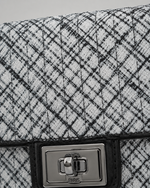 Tweed-Print Chain Shoulder Bag