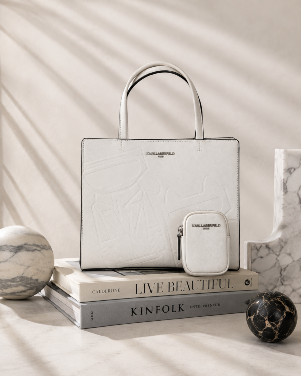 Karl Lagerfeld White Tote Bag with Mini Pouch