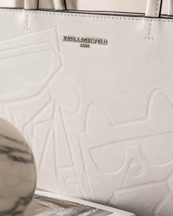Karl Lagerfeld White Tote Bag with Mini Pouch