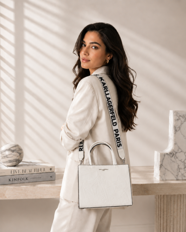 Karl Lagerfeld White Tote Bag with Mini Pouch